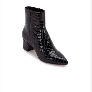 Dolce Vita Midnight patent croc leather booties